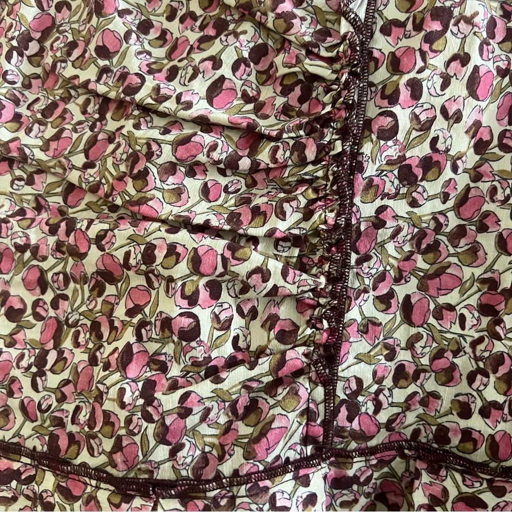 NINA RICCI • Paris• Pink Poppy Floral Linen Skirt 36| 4 Made in France - Picture 9 of 16